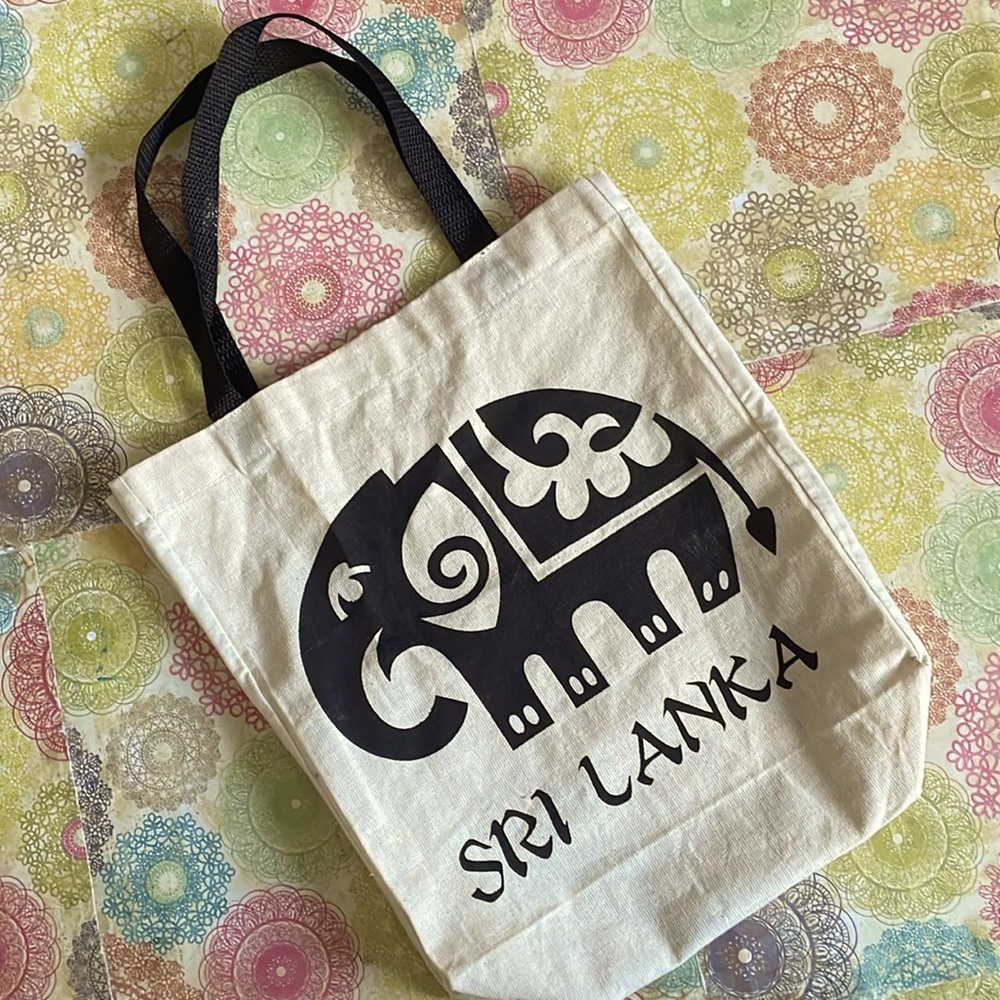Green Habit Sri Lanka Canvas & Linen Boho Mini Tote Bag